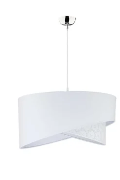 Moderne Lampen|Designerlampen*Duolla Stilvolle Pendelleuchte SELMA Weiß Stoff & Spitze