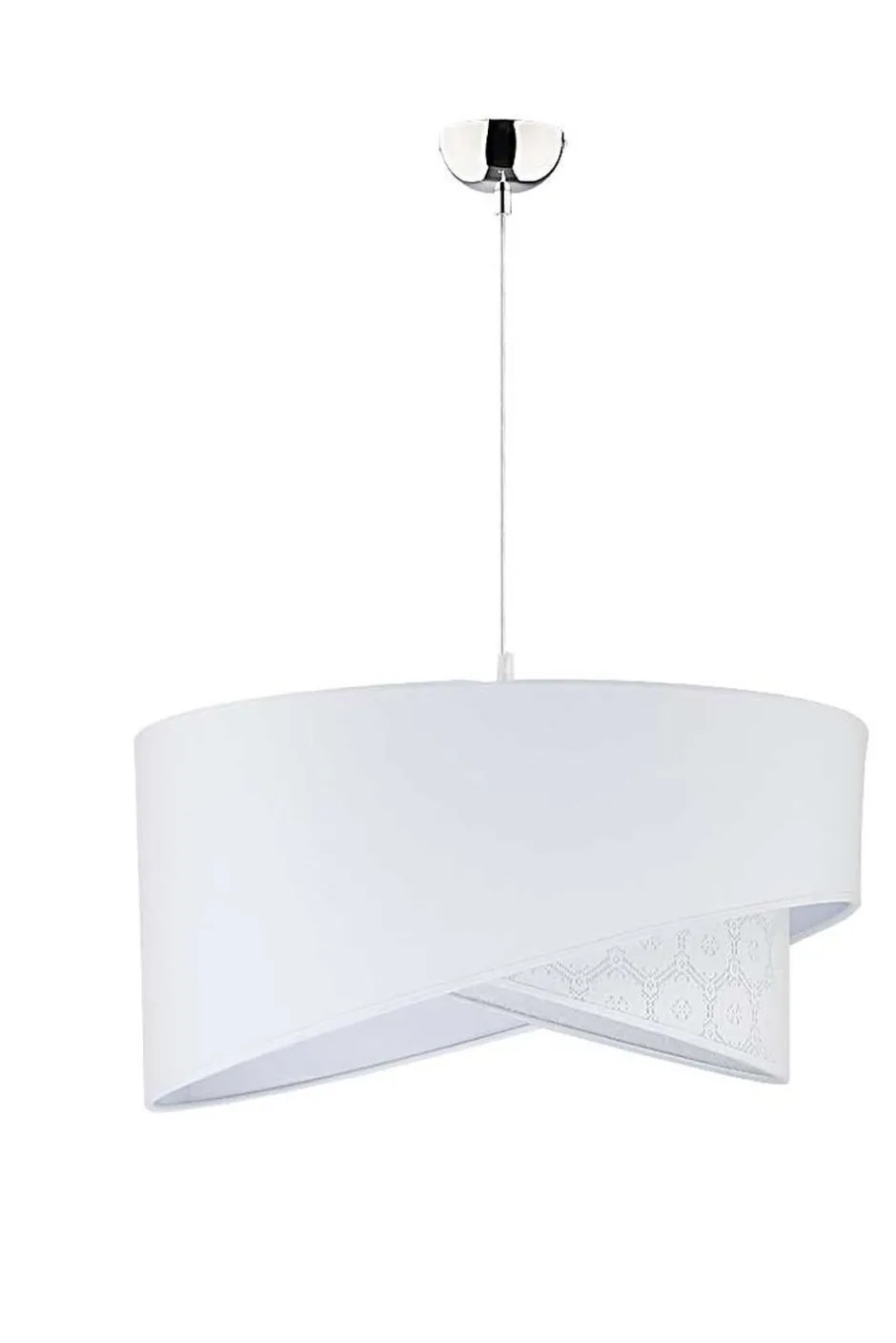 Moderne Lampen|Designerlampen*Duolla Stilvolle Pendelleuchte SELMA Weiß Stoff & Spitze