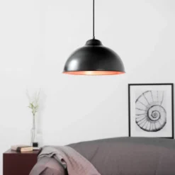 Hängelampen|Industrie Lampen*Eglo Stilvolle Pendelleuchte Schwarz Kupfer Ø37cm TRURO
