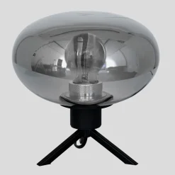 Steinhauer Stilvolle Tischlampe Metall Glas in Rauchgrau E27 22 cm< Tischlampen|Schlafzimmer Lampen