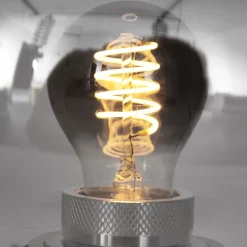 Steinhauer Stilvolle Tischlampe Metall Glas in Rauchgrau E27 22 cm< Tischlampen|Schlafzimmer Lampen