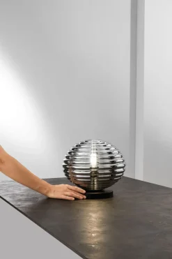 Eco-Light Stilvolle Tischlampe Rauchglas 28 cm E27 dekorativ< Wohnzimmerlampen|Glaslampen