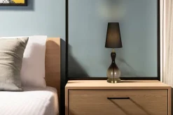 Wohnzimmerlampen|Glaslampen*Searchlight Stilvolle Tischleuchte Stoffschirm Glas E27 67 cm hoch