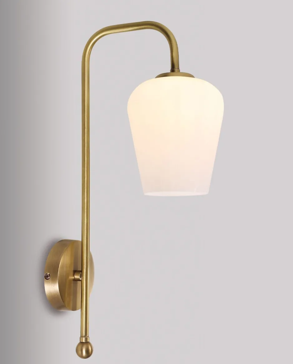 Wandleuchten|Küchenlampen*Giovanni Battista Stilvolle Wandlampe Glas Echt-Messing TALIS