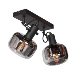 Spots|Badezimmer Lampe*Steinhauer Stilvoller Deckenstrahler Schwarz Rauchgrau E27 L:40 cm