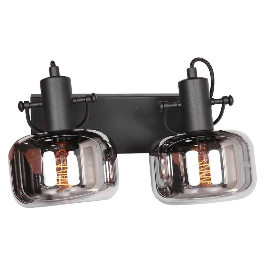 Spots|Badezimmer Lampe*Steinhauer Stilvoller Deckenstrahler Schwarz Rauchgrau E27 L:40 cm