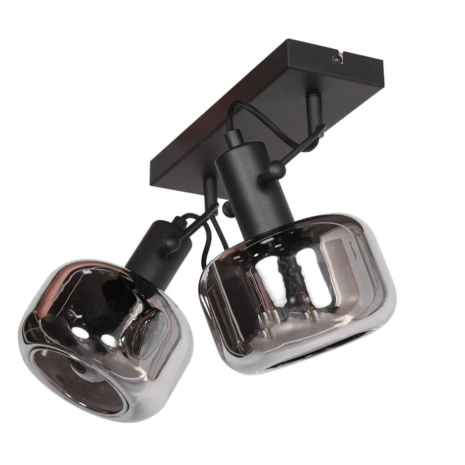 Spots|Badezimmer Lampe*Steinhauer Stilvoller Deckenstrahler Schwarz Rauchgrau E27 L:40 cm