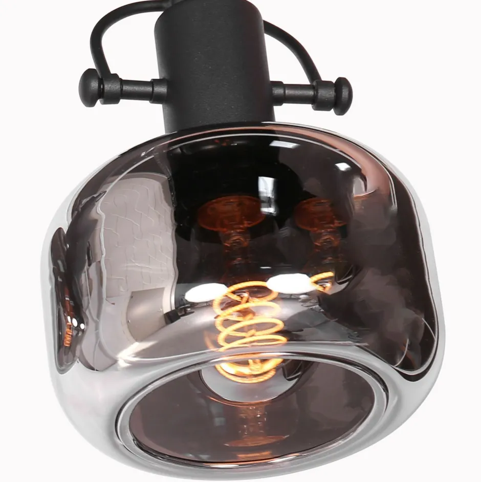 Spots|Badezimmer Lampe*Steinhauer Stilvoller Deckenstrahler Schwarz Rauchgrau E27 L:40 cm