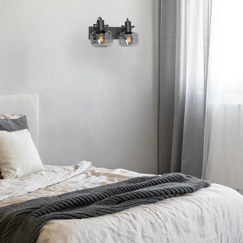 Spots|Badezimmer Lampe*Steinhauer Stilvoller Deckenstrahler Schwarz Rauchgrau E27 L:40 cm