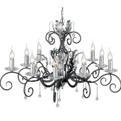 Elstead Stilvoller Kronleuchter in Silber Schwarz mit Kristall< Designerlampen|Kristalllampen