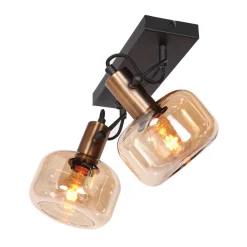 Steinhauer Stilvoller Wandstrahler Schwarz Bernstein E27 B:40 cm< Spots|Wandleuchten