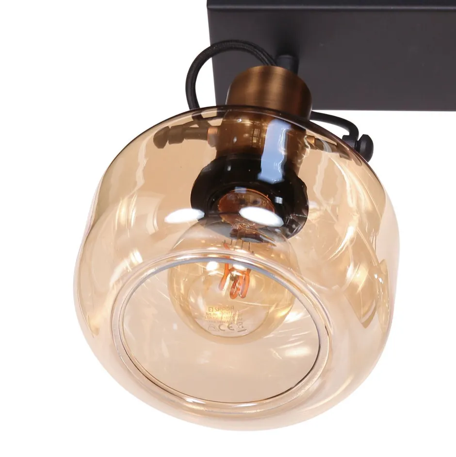 Steinhauer Stilvoller Wandstrahler Schwarz Bernstein E27 B:40 cm< Spots|Wandleuchten