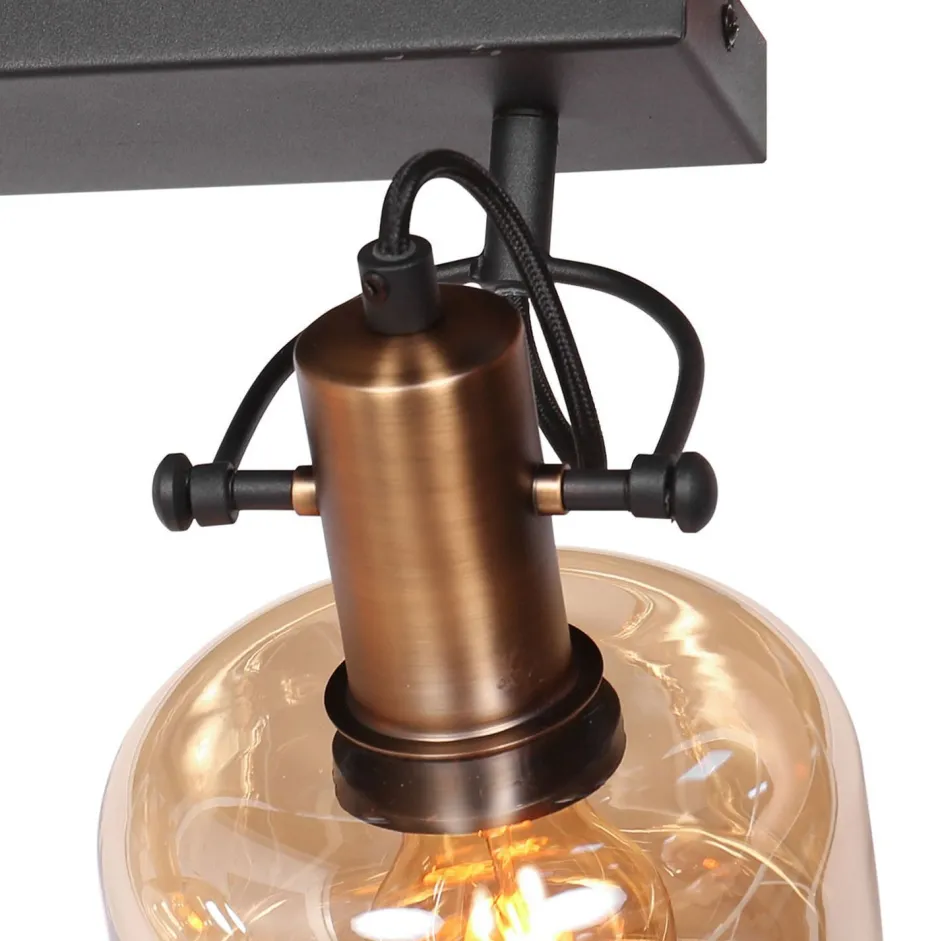 Steinhauer Stilvoller Wandstrahler Schwarz Bernstein E27 B:40 cm< Spots|Wandleuchten