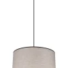 Hängelampen|Bürolampen*Belis Stoff Hängelampe blendarm Schwarz Beige E27 Ø40 cm rund
