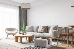 Hängelampen|Bürolampen*Belis Stoff Hängelampe blendarm Schwarz Beige E27 Ø40 cm rund