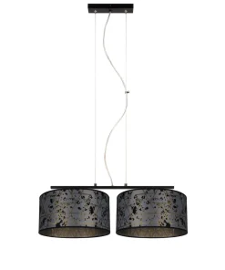 Bürolampen|Wohnzimmerlampen*Belis Stoff Hängelampe blendarm Graphit Muster E27 70 cm lang