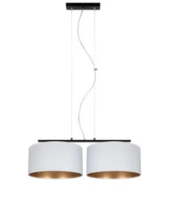 Belis Stoff Hängelampe Schwarz Weiß Gold E27 70 cm lang< Wohnzimmerlampen|Esszimmer Lampen