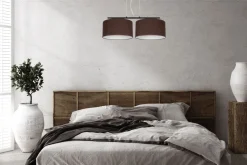 Belis Stoff Pendelleuchte blendarm Braun Weiß E27 70 cm lang< Hängelampen|Bürolampen