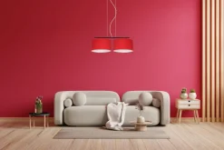 Belis Stoff Pendelleuchte blendarm Rot Weiß E27 70 cm lang< Hängelampen|Bürolampen