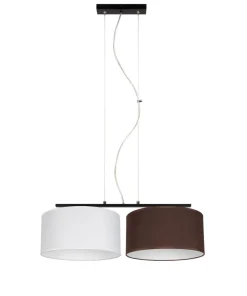 Belis Stoff Pendelleuchte blendarm Weiß Braun E27 70 cm lang< Hängelampen|Bürolampen