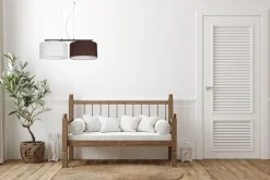 Belis Stoff Pendelleuchte blendarm Weiß Braun E27 70 cm lang< Hängelampen|Bürolampen