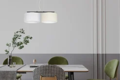 Belis Stoff Pendelleuchte blendarm Weiß Ecru E27 70 cm lang< Hängelampen|Bürolampen