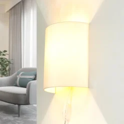 Nowodvorski Stoff Wandleuchte mit Kabel Schalter Creme ALICE< Stofflampen|Schlafzimmer Lampen