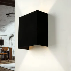 Duolla Stoff Wandleuchte Schwarz eckig E27 Loft Design ALICE< Wandleuchten|Flurlampen