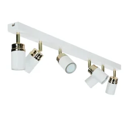 Moderne Lampen|Esszimmer Lampen*Luminex Strahler Weiß Gold 90 cm 6-flammig GU10 Metall