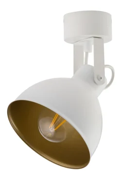 Sigma Strahler Weiß Gold Metall Industrial Style H:23 cm E27< Spots|Wandleuchten