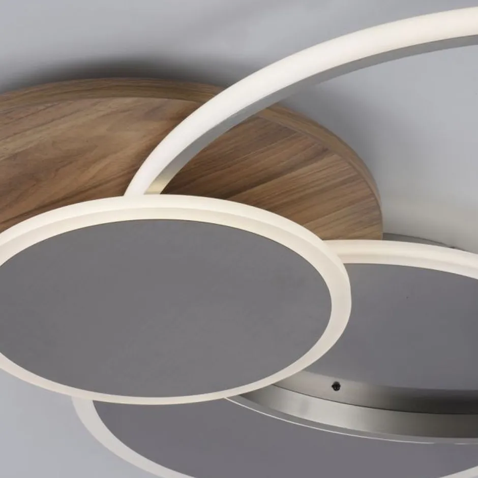 Paul Neuhaus Stylische LED Deckenlampe Holz Ringe 6000 lm dimmbar< Deckenleuchten|Flurlampen