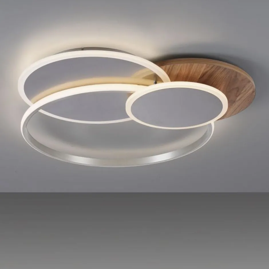 Paul Neuhaus Stylische LED Deckenlampe Holz Ringe 6000 lm dimmbar< Deckenleuchten|Flurlampen