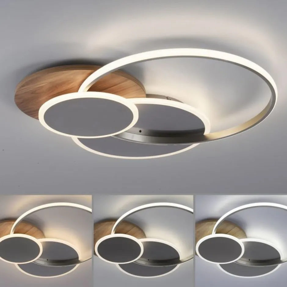 Paul Neuhaus Stylische LED Deckenlampe Holz Ringe 6000 lm dimmbar< Deckenleuchten|Flurlampen