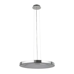 Wohnzimmerlampen|Esszimmer Lampen*Searchlight Stylische LED Pendelleuchte Metall Glas Ø50 cm in Chrom