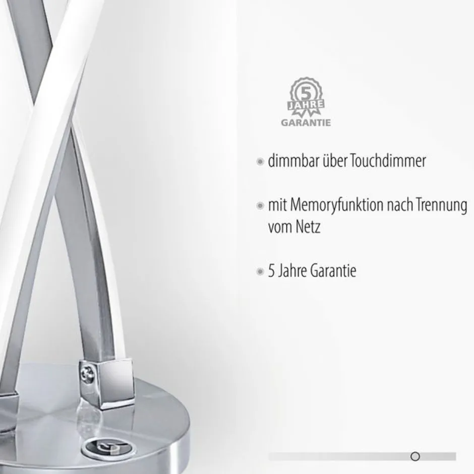 Paul Neuhaus Stylische LED Tischlampe in Stahl 13 W dimmbar Touch< Wohnzimmerlampen|Schlafzimmer Lampen