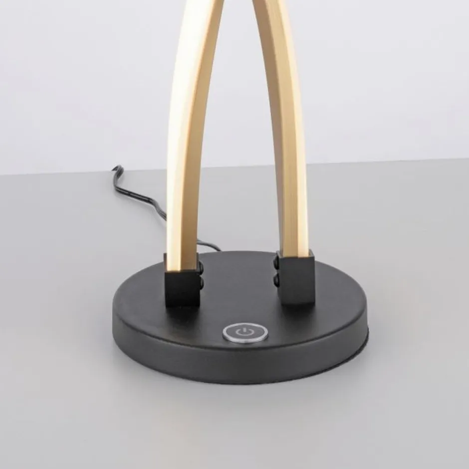 Wohnzimmerlampen|Schlafzimmer Lampen*Paul Neuhaus Stylische LED Tischlampe Schwarz Gold dimmbar mit Touch