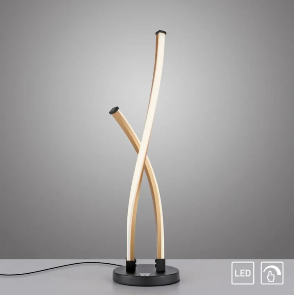 Wohnzimmerlampen|Schlafzimmer Lampen*Paul Neuhaus Stylische LED Tischlampe Schwarz Gold dimmbar mit Touch