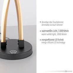 Wohnzimmerlampen|Schlafzimmer Lampen*Paul Neuhaus Stylische LED Tischlampe Schwarz Gold dimmbar mit Touch