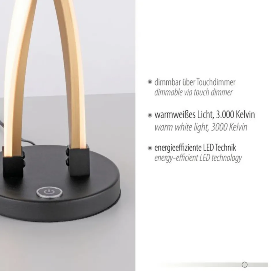 Wohnzimmerlampen|Schlafzimmer Lampen*Paul Neuhaus Stylische LED Tischlampe Schwarz Gold dimmbar mit Touch