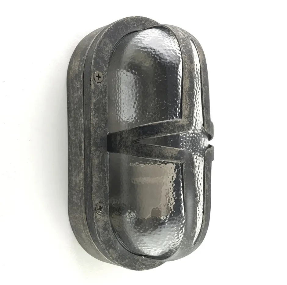 Außenwandleuchten|Feuchtraumleuchten*Andromeda Terrassenlampe Messing Glas E27 IP64 B: 23 cm in Nickel matt