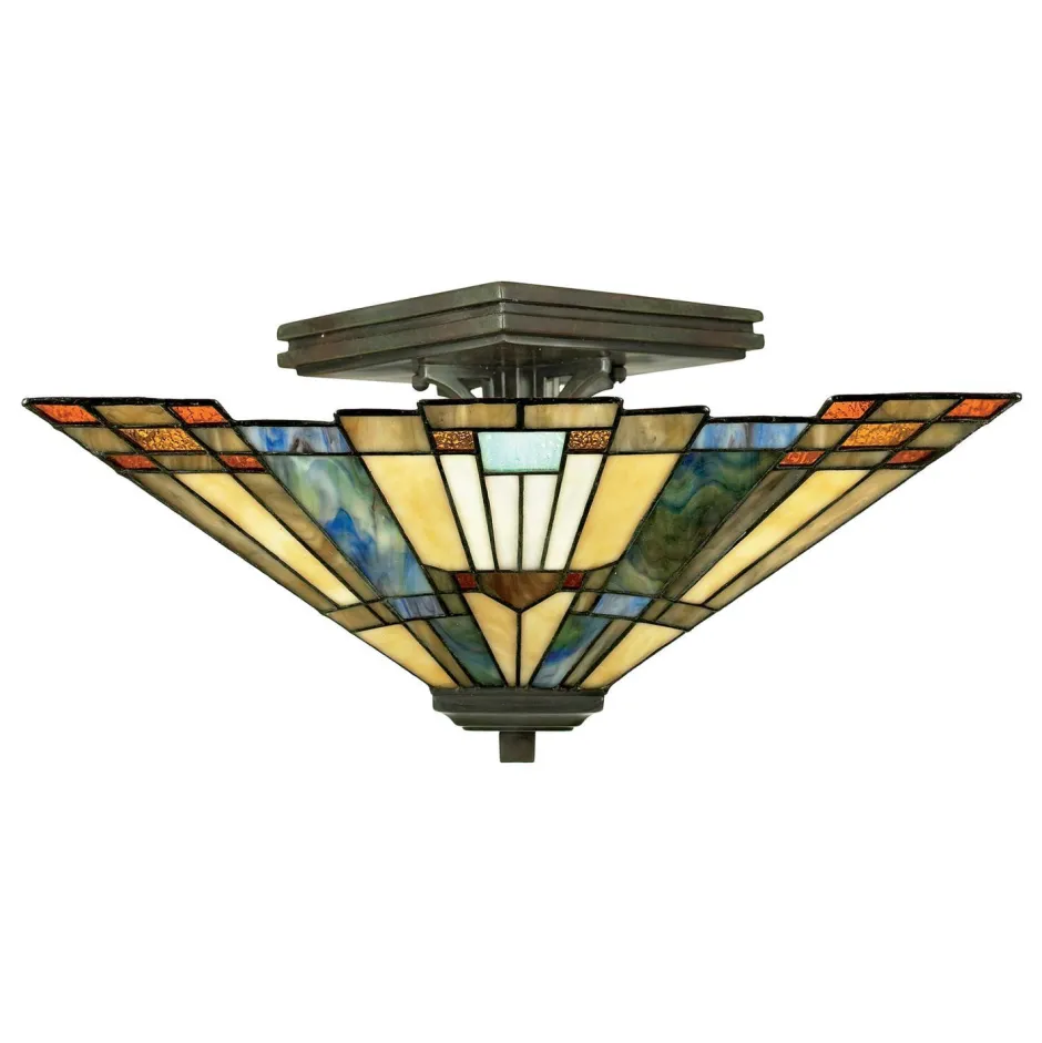 Elstead Tiffany Deckenlampe ETERNO 5 Buntglas Wohnzimmer< Flurlampen|Glaslampen