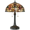 Elstead Tiffany Tischlampe FARFALLA 6 Bronze H:58cm 2xE27< Glaslampen|Metall Lampen