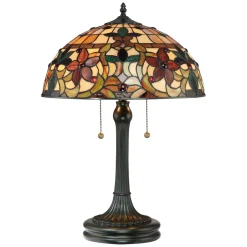 Elstead Tiffany Tischlampe FARFALLA 6 Bronze H:58cm 2xE27< Glaslampen|Metall Lampen