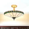 Glaslampen|Tiffany Lampen*Searchlight Tiffanylampe Decke Grün Weiß elegant
