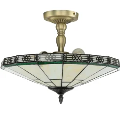 Glaslampen|Tiffany Lampen*Searchlight Tiffanylampe Decke Grün Weiß elegant