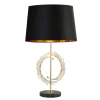 Searchlight Tischlampe 56 cm D: 35 cm E27 in Gold Schwarz rund< Stofflampen|Schlafzimmer Lampen