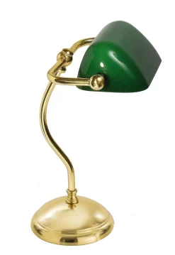 Tischlampen|Bürolampen*Giovanni Battista Tischlampe aus Messing Poliert Glasschirm Art Déco