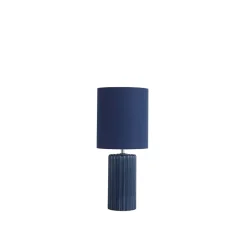 Searchlight Tischlampe blendarm Stoff Keramik E14 51 cm Marineblau< Wohnzimmerlampen|Stofflampen