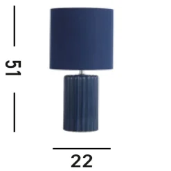Searchlight Tischlampe blendarm Stoff Keramik E14 51 cm Marineblau< Wohnzimmerlampen|Stofflampen