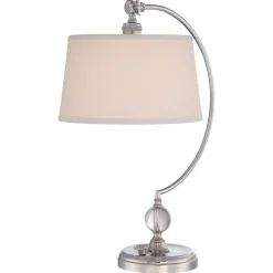 Wohnzimmerlampen|Schlafzimmer Lampen*Elstead Tischlampe BOTELLA Creme Nickel H:62cm Leuchte
